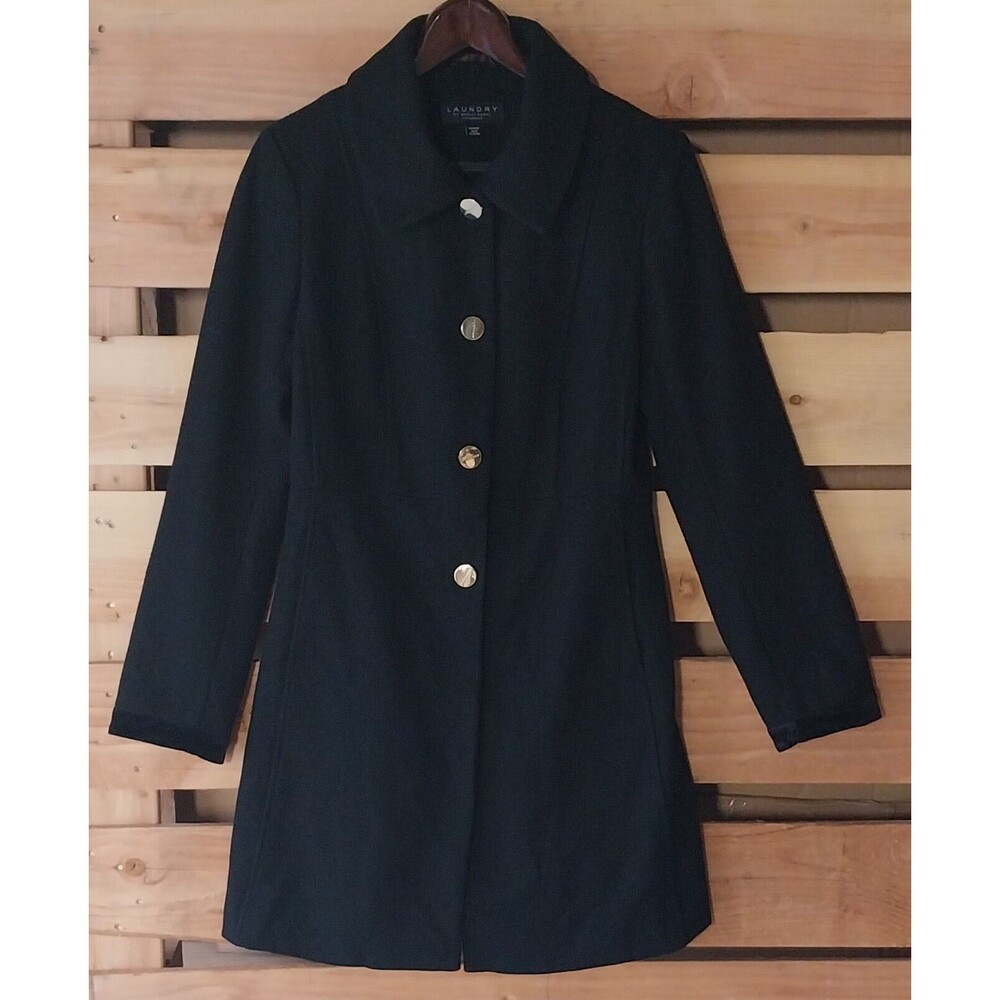 Laundry Shelli Segal Womens Medium Coat Wool Blend Black Lined Whimsigoth Witchy